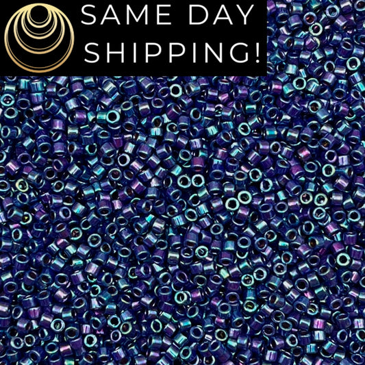 DB135 SAME DAY SHIPPING! 1-20 Grams Miyuki 11/0 Delica Beads Opaque Metallic Blueberry Luster-Free Container!