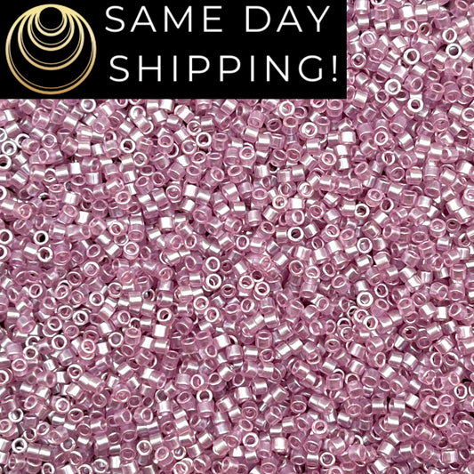 DB1482 SAME DAY SHIPPING! 1-20 Grams Miyuki 11/0 Delica Beads Transparent Light Rose Luster -Free Container!
