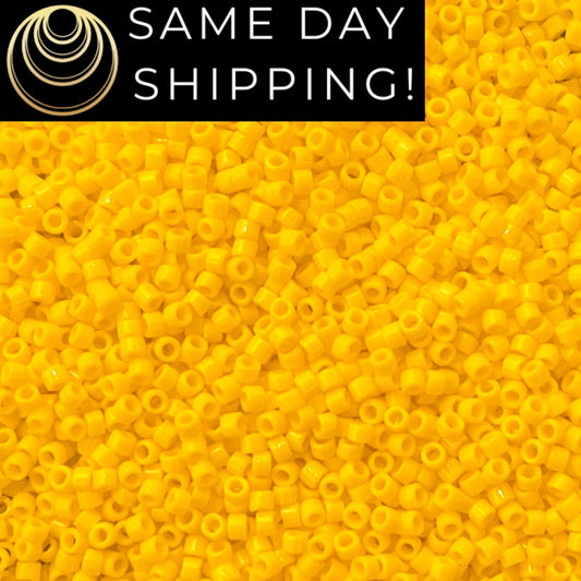 DB1132 SAME DAY SHIPPING! 1-20 Grams Miyuki 11/0 Delica Beads Opaque Canary, soft yellow, mustard yellow, Tangerine Delica, Free Container!