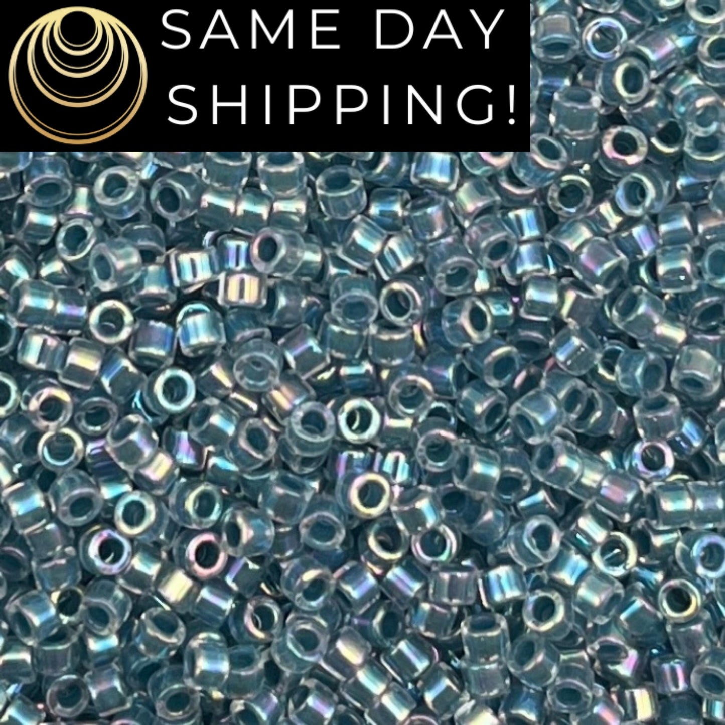 DB058 SAME DAY SHIPPING! 1-20 Grams Miyuki 11/0 Delica Beads Marine Blue Lined Crystal Alabaster-Free Container!