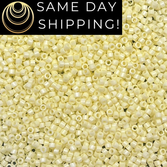 DB1491 SAME DAY SHIPPING! 1-20 Grams Miyuki 11/0 Delica Beads Opaque Pale Yellow, Pastel Yellow, Light Yellow, Cream Free Container!