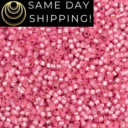 DB625 SAME DAY SHIPPING! 1-20 Grams Miyuki 11/0 Delica Beads Dyed Rose Silver Lined Alabaster-Free Container!