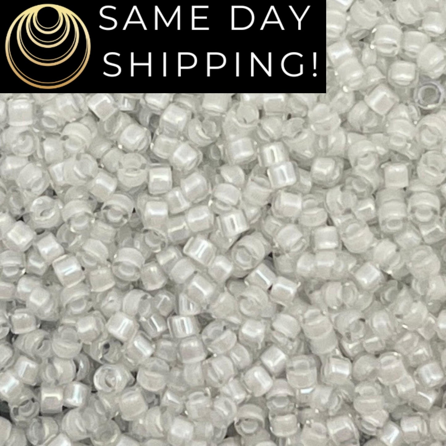 DB066 SAME DAY SHIPPING! 1-20 Grams Miyuki 11/0 Delica Beads White Lined Crystal, White Cylinder Beads, Bead Weaving, Free Container!