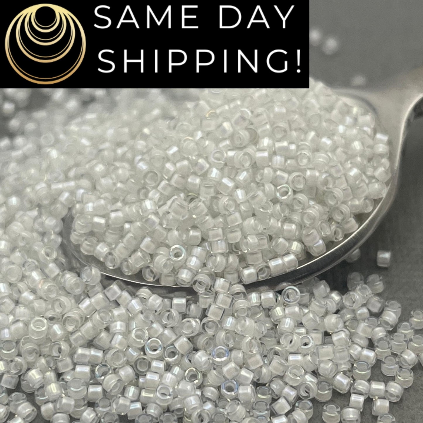 DB066 SAME DAY SHIPPING! 1-20 Grams Miyuki 11/0 Delica Beads White Lined Crystal, White Cylinder Beads, Bead Weaving, Free Container!