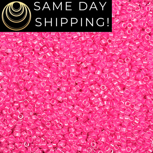 DB2035 SAME DAY SHIPPING! 1-20 Grams Miyuki 11/0 Delica Beads Luminous Wild Strawberry -Free Container!
