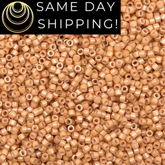 DB208 SAME DAY SHIPPING! 1-20 Grams Miyuki 11/0 Delica Beads Opaque Tan Luster-Free Container!