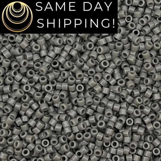 DB731 SAME DAY SHIPPING! 1-20 Grams Miyuki 11/0 Delica Beads Opaque Gray -Free Container!