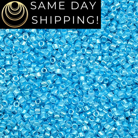 DB2039 SAME DAY SHIPPING! 1-20 Grams Miyuki 11/0 Delica Beads Luminous Ocean Blue-Free Container!
