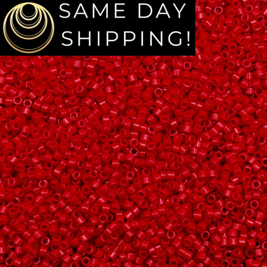 DB723 SAME DAY SHIPPING! 1-20 Grams Miyuki 11/0 Delica Beads Opaque Dark Cranberry Bright Red -Free Container!