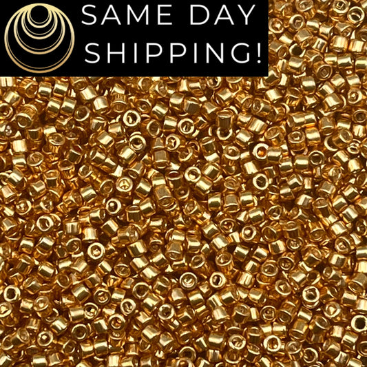 DB410 SAME DAY SHIPPING! 1-20 Grams Miyuki 11/0 Delica Beads Galvanized Yellow Gold -Free Container!