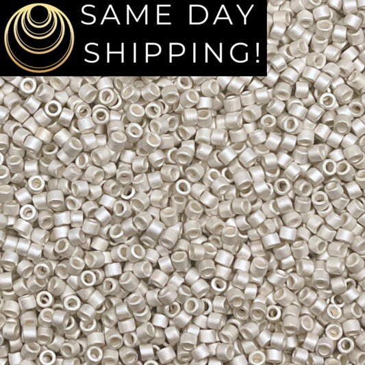 DB551F SAME DAY SHIPPING! 1-20 Grams Miyuki 11/0 Delica Beads Matte Sterling Silver Plated-Free Container!