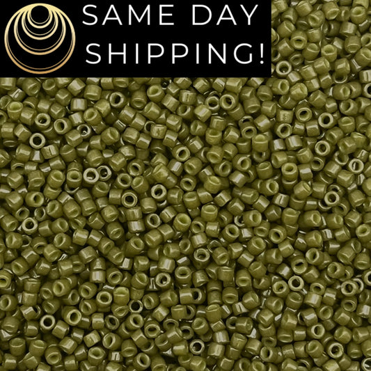 DB2357 11/0 Miyuki Delica Beads Duracoat Opaque Dyed Olive
