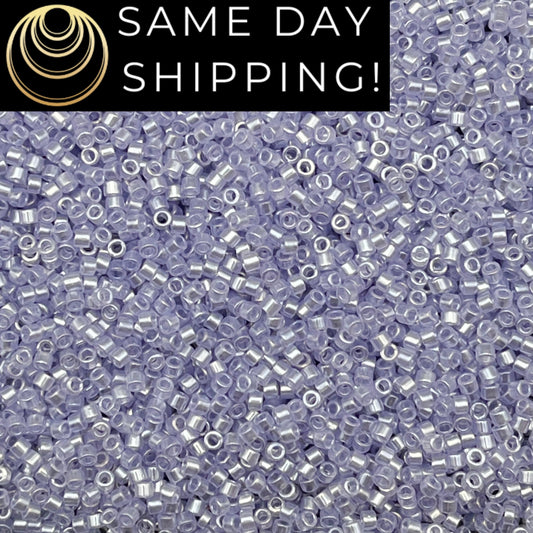 DB1476 SAME DAY SHIPPING! 1-20 Grams Miyuki 11/0 Delica Beads Transparent Pale Amethyst Luster -Free Container!