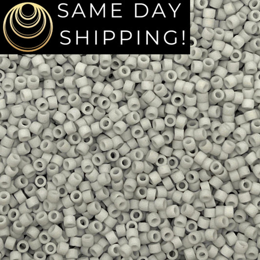 DB357 SAME DAY SHIPPING! 1-20 Grams Miyuki 11/0 Delica Beads Matte Opaque Pale Blue Gray -Free Container!
