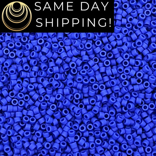 DB756 SAME DAY SHIPPING! 1-20 Grams Miyuki 11/0 Matte Opaque Cobalt Blue Delica Beads-Free Container!