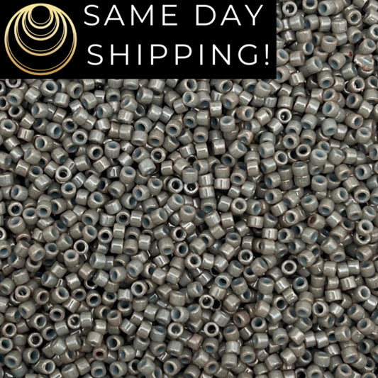 DB652 SAME DAY SHIPPING! 1-20 Grams Miyuki 11/0 Delica Beads Dyed Opaque Gray -Free Container!