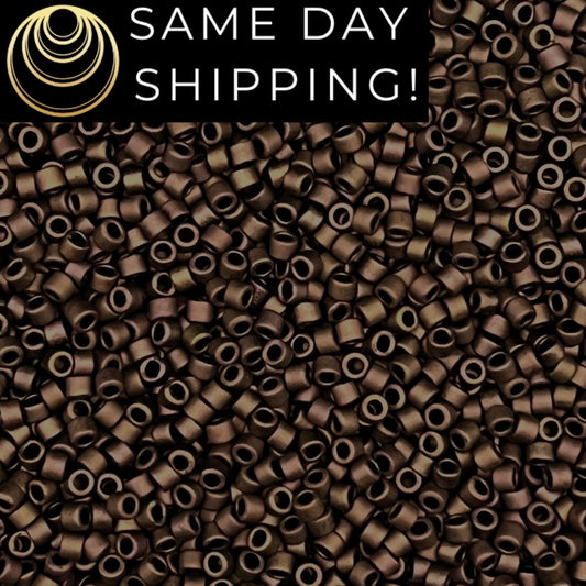 DB311 SAME DAY SHIPPING! 1-20 Grams Miyuki 11/0 Delica Beads Matte Metallic Dark Chocolate-Free Container!
