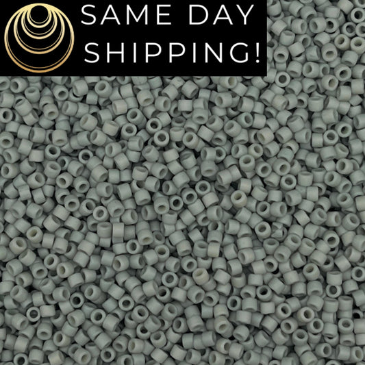 DB2281 SAME DAY SHIPPING! 1-20 Grams Miyuki 11/0 Delica Beads Matte Opaque Glazed Shark Fin -Free Container!