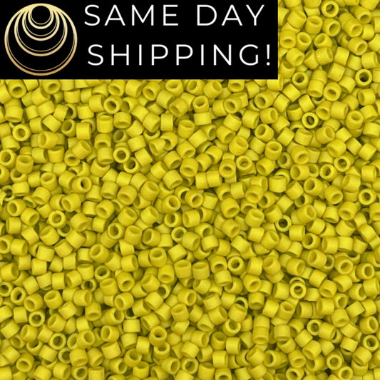 DB2283 SAME DAY SHIPPING! 1-20 Grams Miyuki 11/0 Delica Beads Matte Opaque Glazed Citron -Free Container!