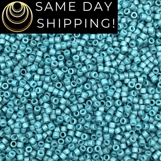 DB792 SAME DAY SHIPPING! 1-20 Grams Miyuki 11/0 Delica Beads Dyed Semi-Matte Opaque Shale Blue-Free Container!