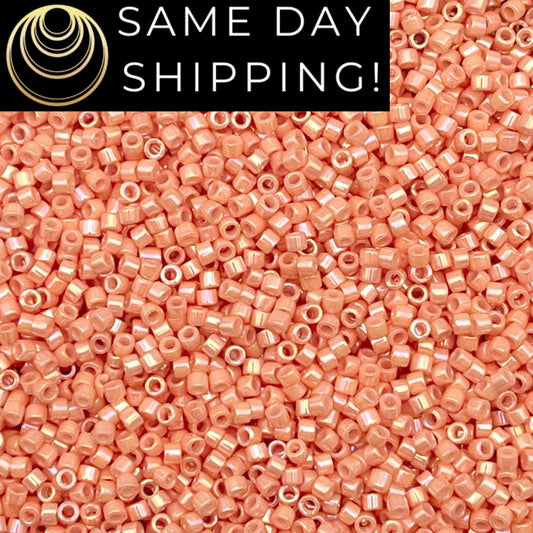 DB207 SAME DAY SHIPPING! 1-20 Grams Miyuki 11/0 Delica Beads Opaque Tea Rose Luster-Free Container!