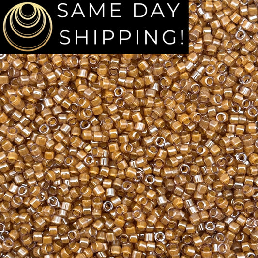 DB2043 SAME DAY SHIPPING! 1-20 Grams Miyuki 11/0 Delica Beads Luminous Almond -Free Container!