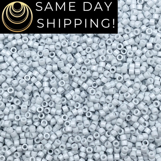 DB209 SAME DAY SHIPPING! 1-20 Grams Miyuki 11/0 Delica Beads Light Blue/Gray-Free Container!