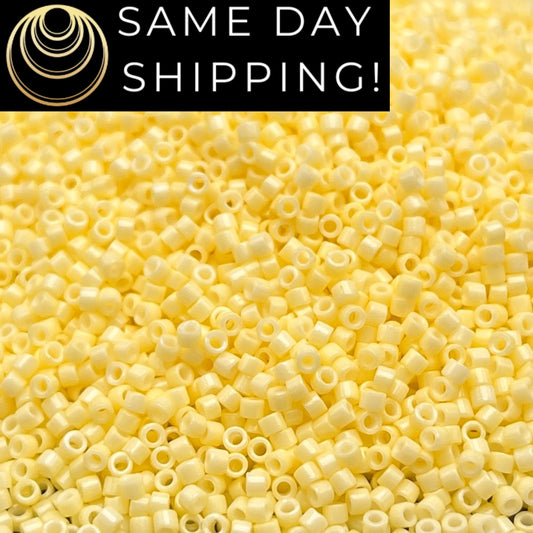 DB2101 SAME DAY SHIPPING! 1-20 Grams Miyuki 11/0 Delica Beads Duracoat Opaque Lemon Pudding -Free Container!