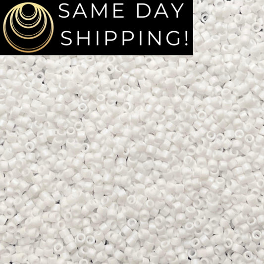 DB351 SAME DAY SHIPPING! 1-20 Grams Miyuki 11/0 Delica Beads Matte Opaque White-Free Container!