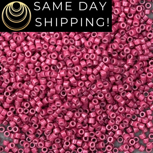 DB2353 SAME DAY SHIPPING! 1-20 Grams Miyuki 11/0 Delica Beads Duracoat Opaque Dyed Cherry Blossom, Raspberry Delica, Free Container!