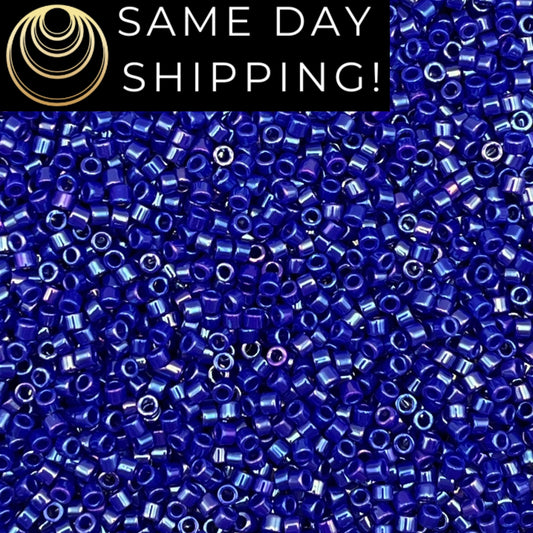 DB216 SAME DAY SHIPPING! 1-20 Grams Miyuki 11/0 Delica Beads Opaque Cobalt Blue Luster Ab-Free Container!