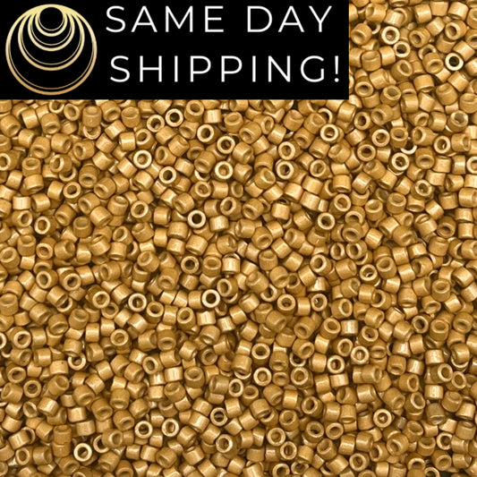 DB1832F SAME DAY SHIPPING! 1-20 Grams Miyuki 11/0 Delica Beads Duracoat Matte Galvanized Gold-Free Container!