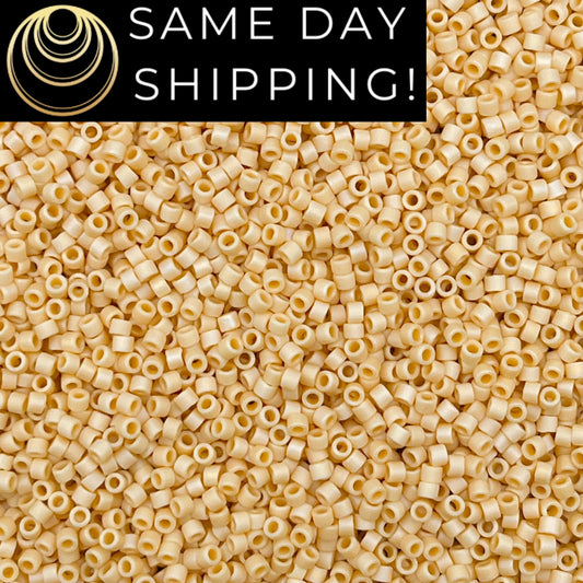 DB1591 SAME DAY Shipping! 1-20 Grams Miyuki 11/0 Delica Beads Matte Opaque Pear AB-Free Container!