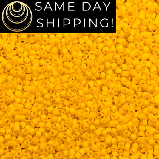 DB1582 SAME DAY SHIPPING! 1-20 Grams Miyuki 11/0 Delica Beads Matte Opaque Canary -Free Container!