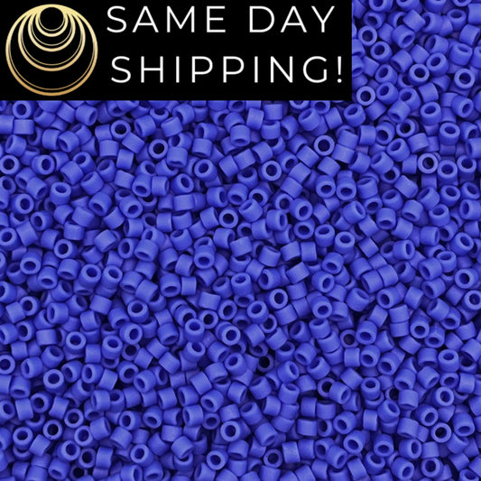 DB1588 SAME DAY SHIPPING! 1-20 Grams Miyuki 11/0 Delica Beads Matte Opaque Cyan Blue -Free Container!
