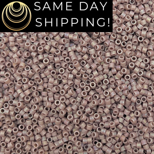 DB875 SAME DAY Shipping! 1-20 Grams Miyuki 11/0 Delica Beads Matte Opaque Mauve AB -Free Container!
