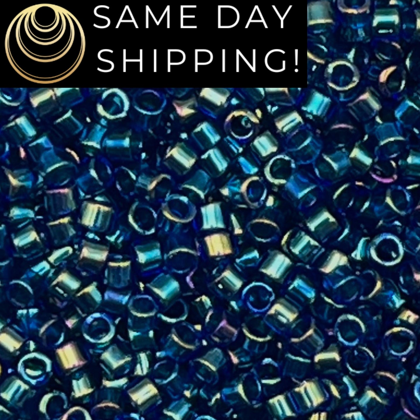 DB1763 SAME DAY SHIPPING! 1-20 Grams Miyuki 11/0 Delica Beads Emerald Lined Cobalt Blue -Free Container!