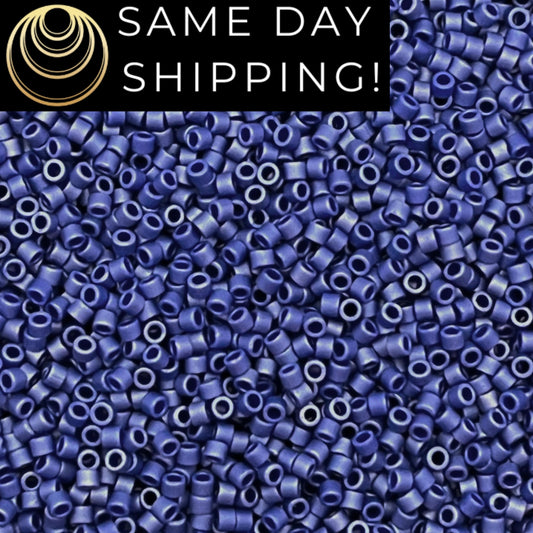 DB361 SAME DAY SHIPPING! 1-20 Grams Miyuki 11/0 Matte Opaque Colbalt Luster Blue Delica Beads-Free Container