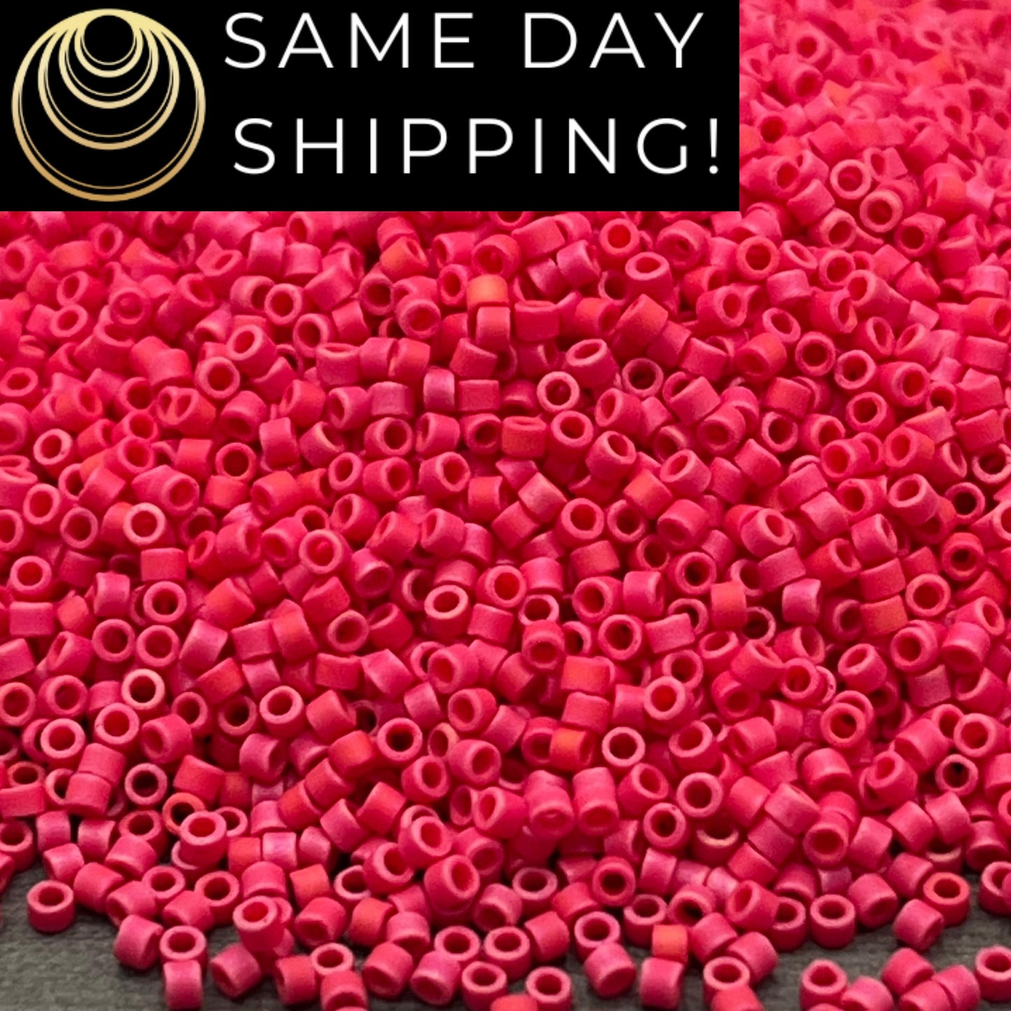 DB362 SAME DAY SHIPPING! 1-20 Grams Miyuki 11/0 Matte Opaque Red Luster Delica Beads-Free Container