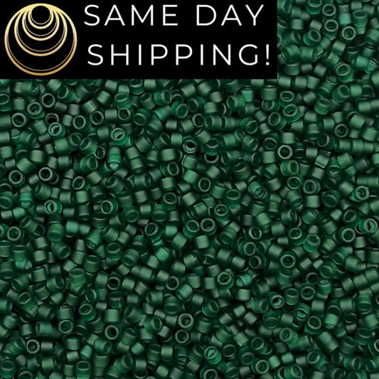 DB767 SAME DAY SHIPPING! 1-20 Grams Miyuki 11/0 Matte Transparent Dark Emerald Delica Beads -Free Container!