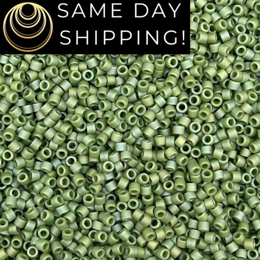 DB2310 SAME DAY SHIPPING! 1-20 Grams Miyuki 11/0 Delica Beads Matte Opaque Glazed Pistachio Free Container!