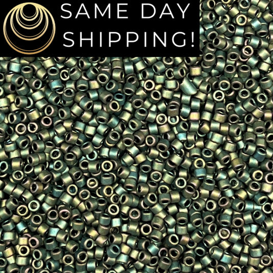 DB324 SAME DAY SHIPPING! 1-20 Grams Miyuki 11/0 Delica Beads Matte Metallic Patina Iris-Free Container!