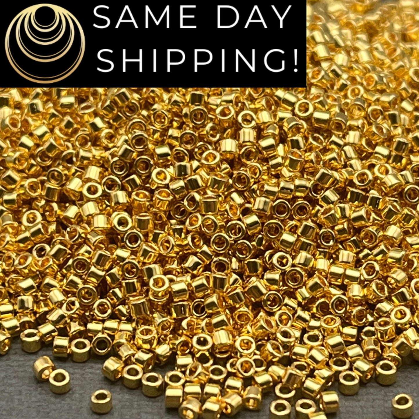 DB031 SAME DAY SHIPPING! 1-20 Grams Miyuki 11/0 Delica Beads 24kt Gold Plated-Free Container!