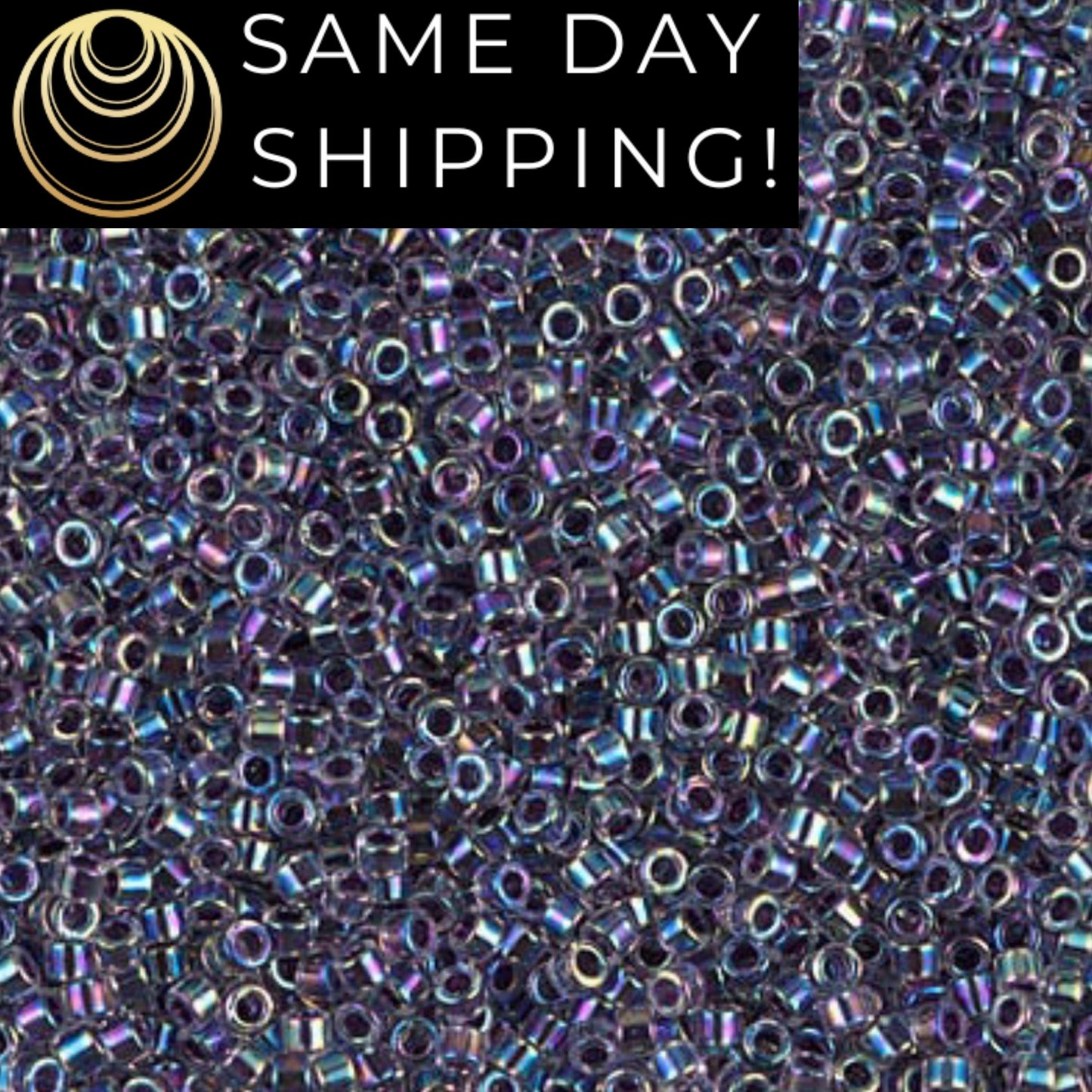 DB059 SAME DAY SHIPPING! 1-20 Grams Miyuki 11/0 Delica Beads Amethyst Lined Crystal, Purple Rainbow Delicas -Free Container!