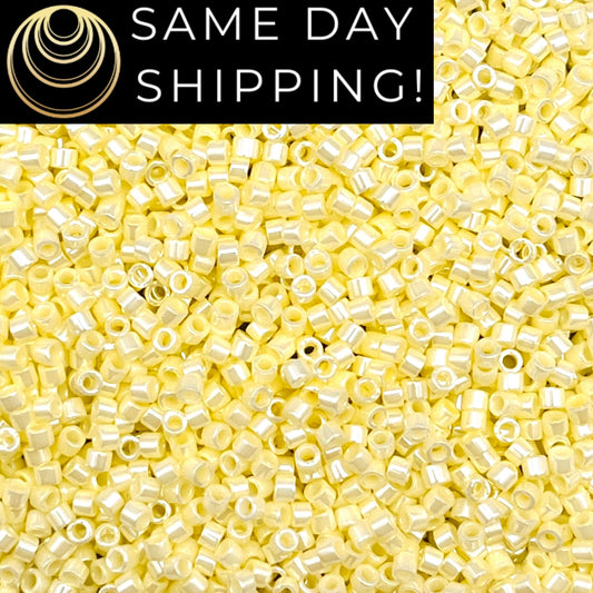 DB1531 1-20 Grams Miyuki 11/0 Delica Beads Opaque Pale Yellow Ceylon -Free Container!