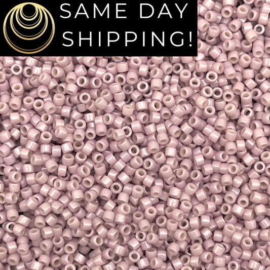 DB2361 SAME DAY SHIPPING! 1-20 Grams Miyuki 11/0 Delica Beads Duracoat Opaque Dyed Wisteria Pink  -Free Container!