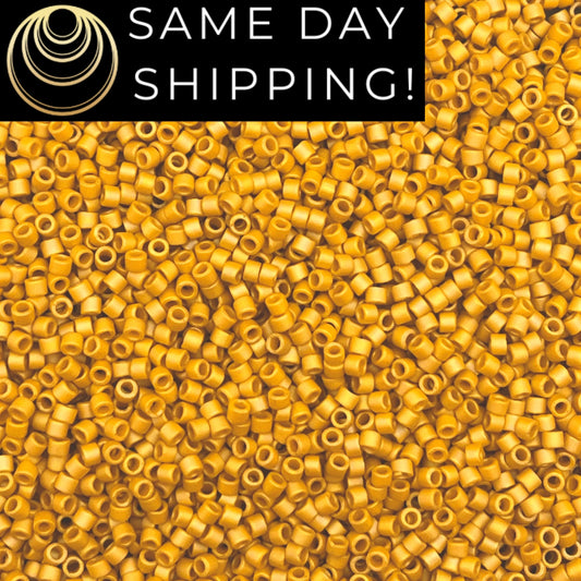 DB2302 SAME DAY SHIPPING! 1-20 Grams Miyuki 11/0 Delica Beads Matte Opaque Glazed Mustard -Free Container!
