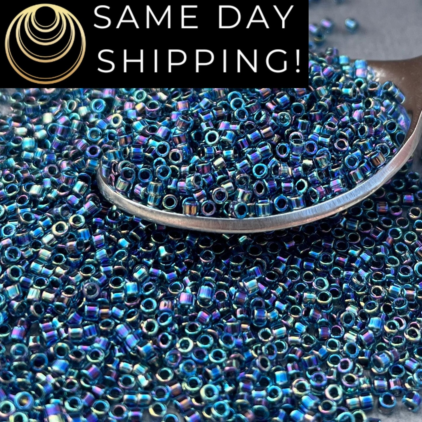 DB085 SAME DAY SHIPPING! 1-20 Grams Miyuki 11/0 Delica Beads Blue Lined Aqua Metallic Cylinder Beads, Seed Beads, Free Container!