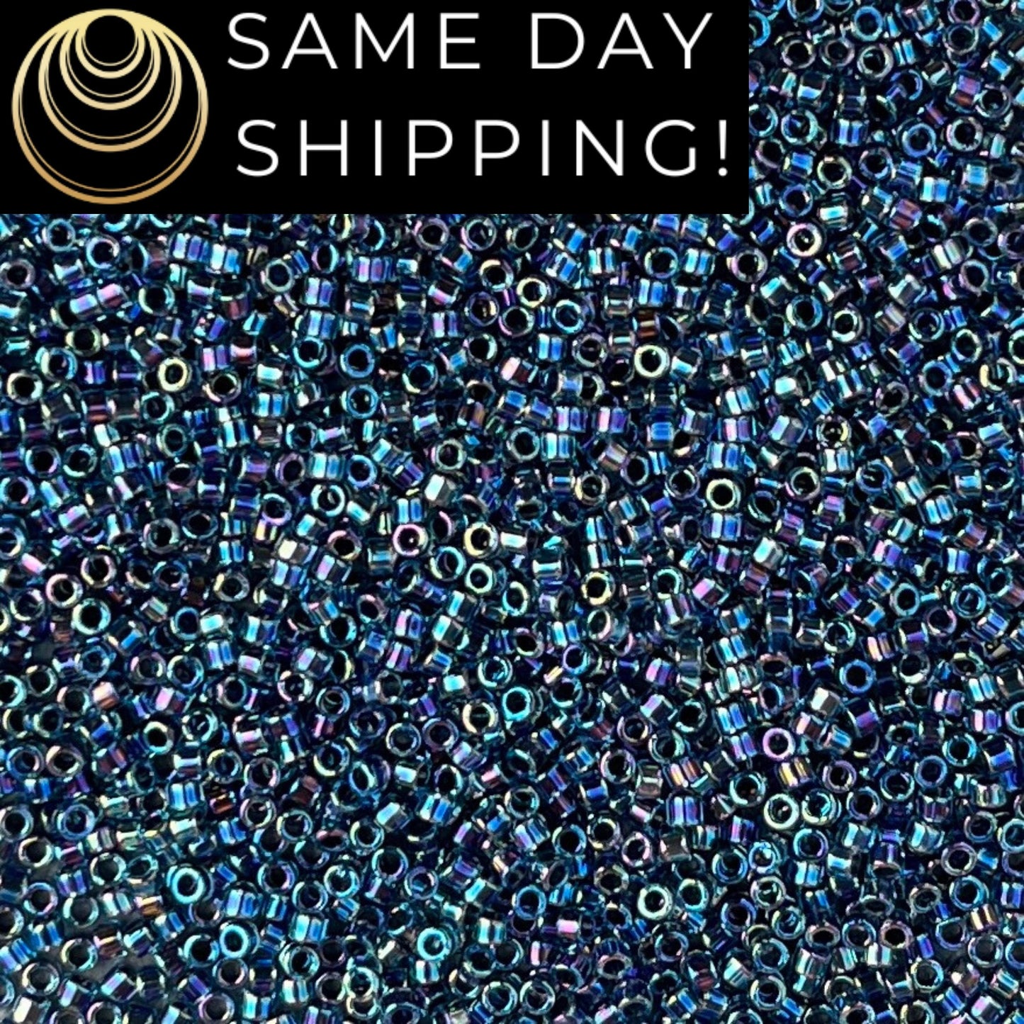 DB085 SAME DAY SHIPPING! 1-20 Grams Miyuki 11/0 Delica Beads Blue Lined Aqua Metallic Cylinder Beads, Seed Beads, Free Container!