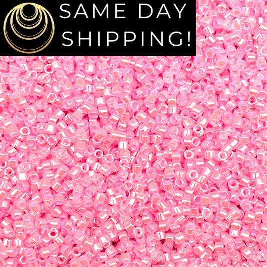 DB245 SAME DAY SHIPPING! 1-20 Grams Miyuki 11/0 Delica Beads Pink Ceylon -Free Container!